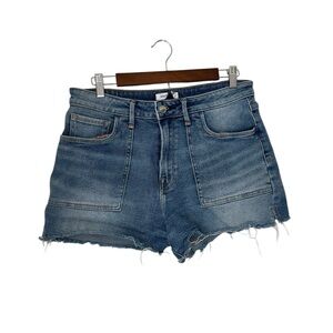 Good American High Rise Cutoff Denim Mom Jean Shorts